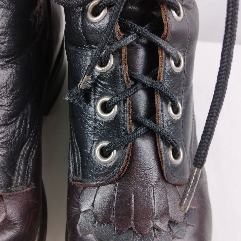 Laredo Kiltie Boots 2-Tone Black Brown Leather Lace Up Steampunk Women's 6.5 M - Picture 6 of 16